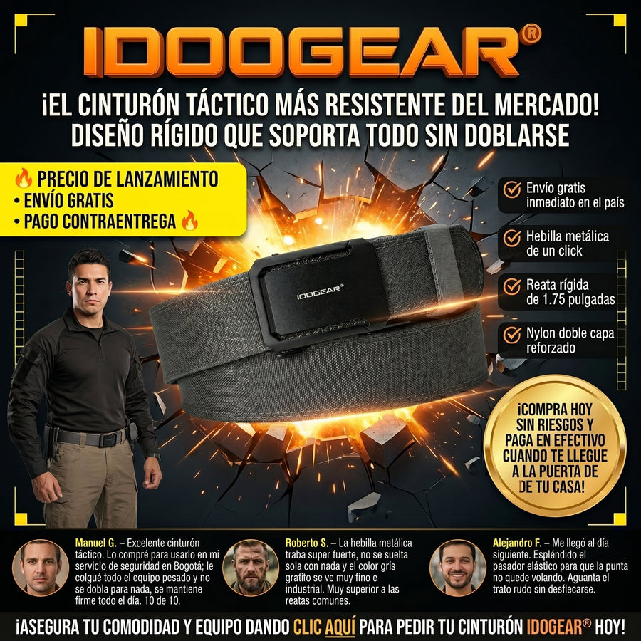 Cinturon Tactico Rigido IDOGEAR - Trabajo Pesado - Hebilla Metalica 🪖