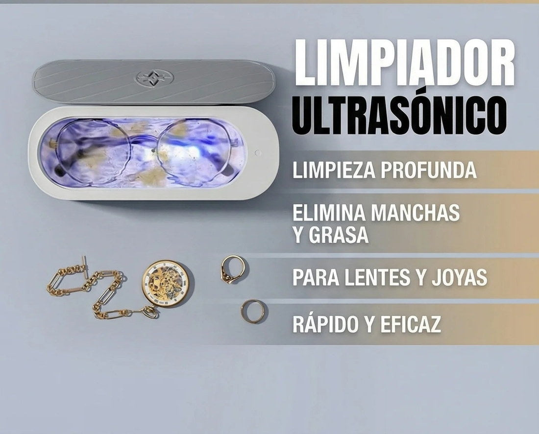 CleanWave Sonic™ — Limpiador Ultrasónico para Lentes, Joyas y Relojes