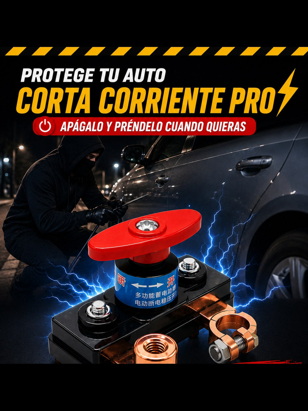 Corta Corriente Antirrobo para Batería 12V / 24V