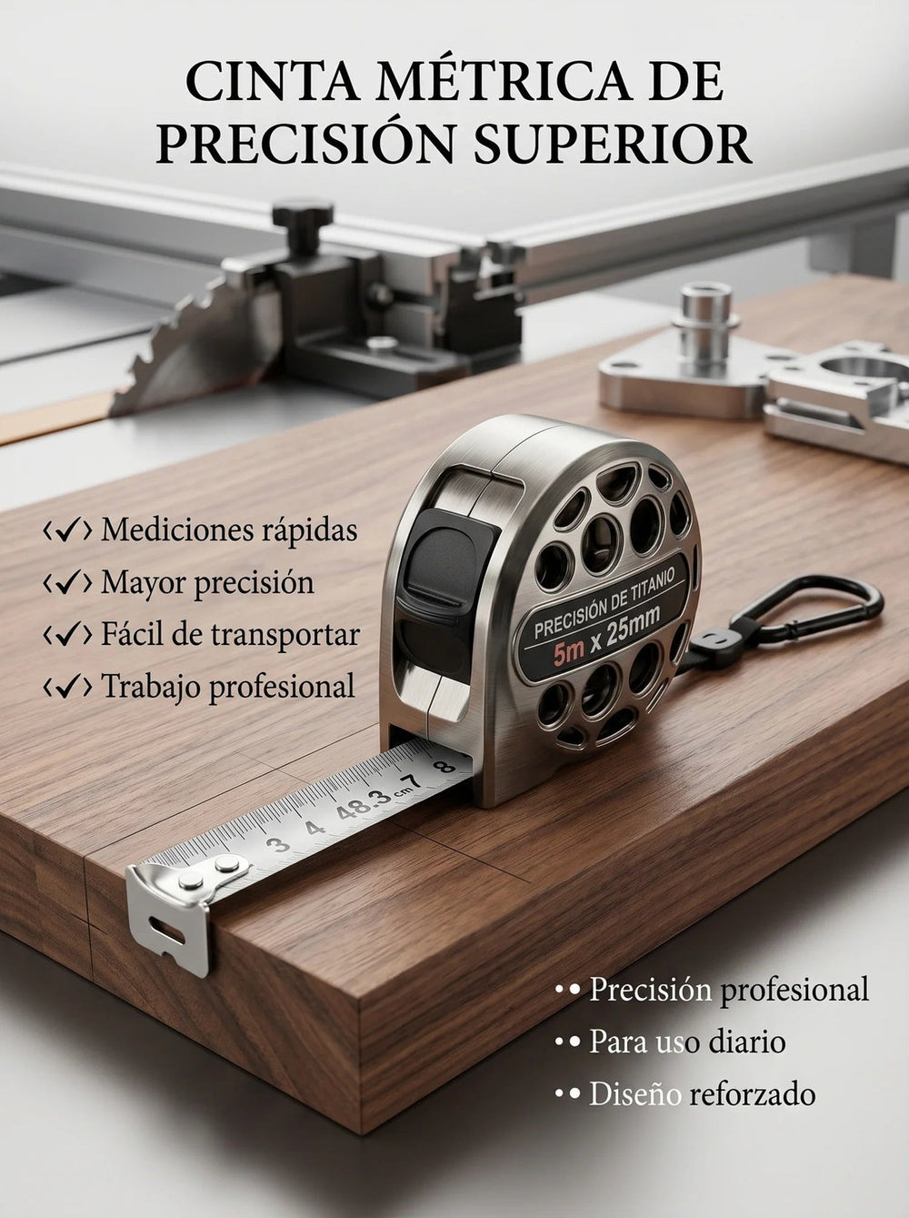MetroForce Pro™ — Cinta Métrica 5 m × 25 mm con Carcasa Reforzada