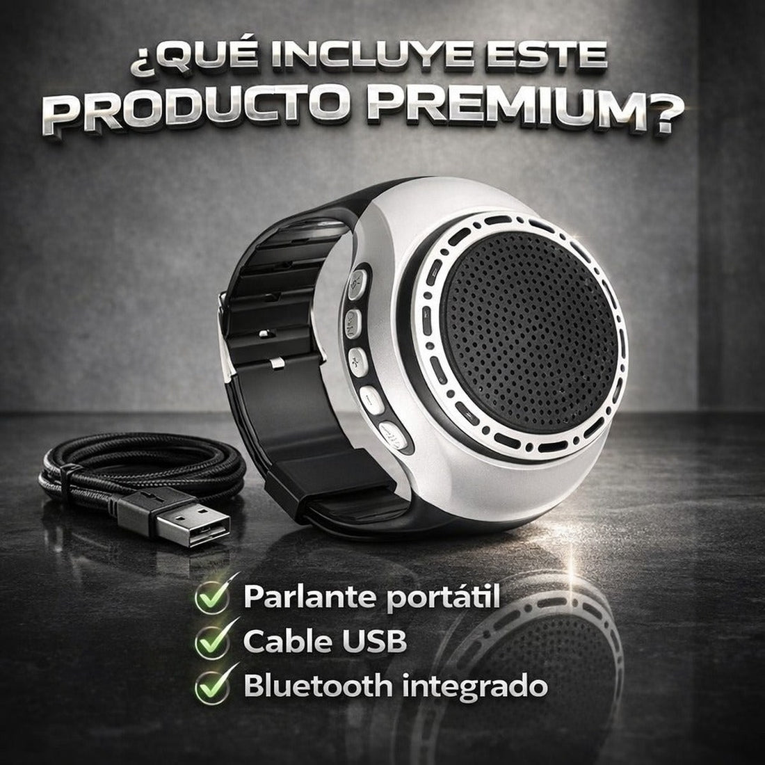 Parlante Portátil de Muñeca — Bluetooth, Radio FM y MP3