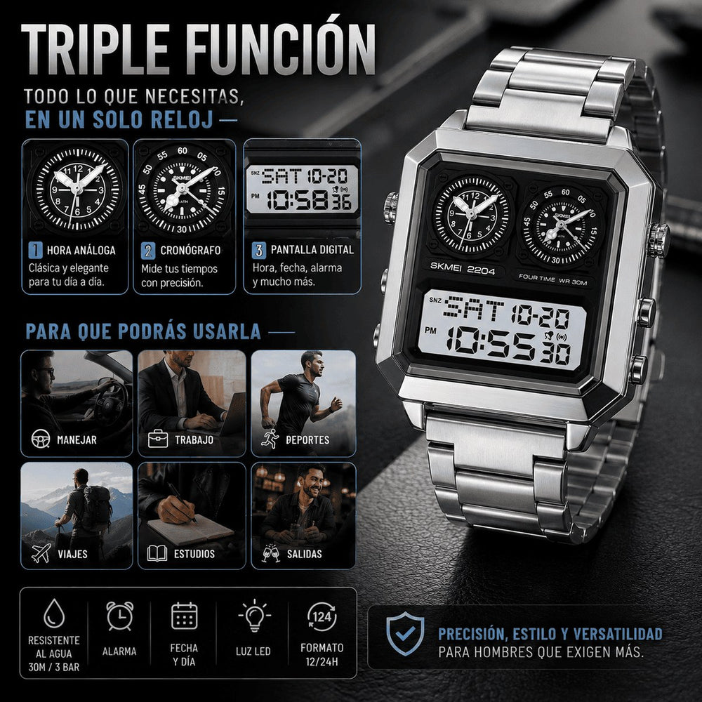 Reloj Titán Supremo SKMEI 2204 + Pulsera Esclava de Regalo