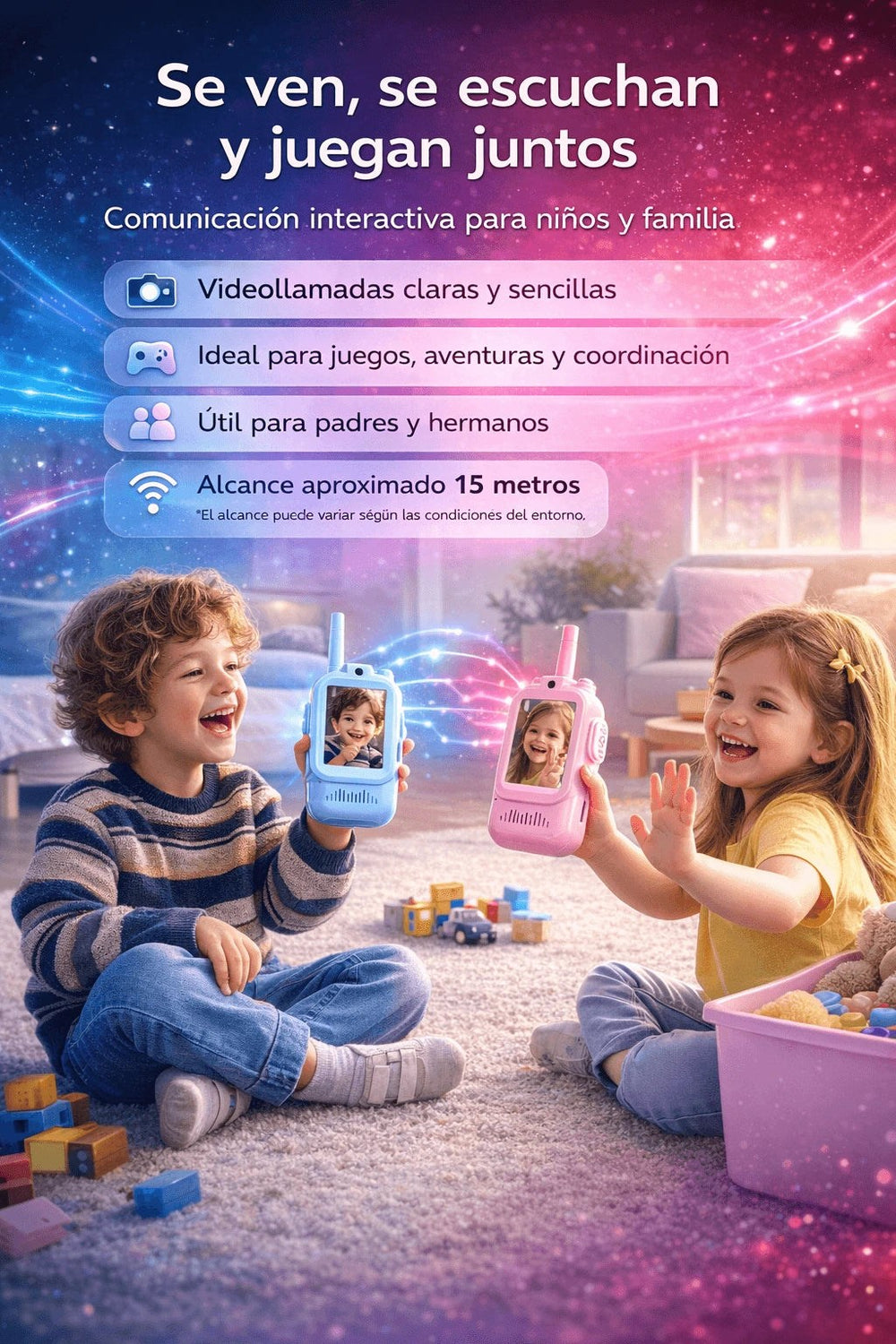 Walkie Talkids Pro — Set de 2 con Pantalla + Parlante Acuático de Regalo