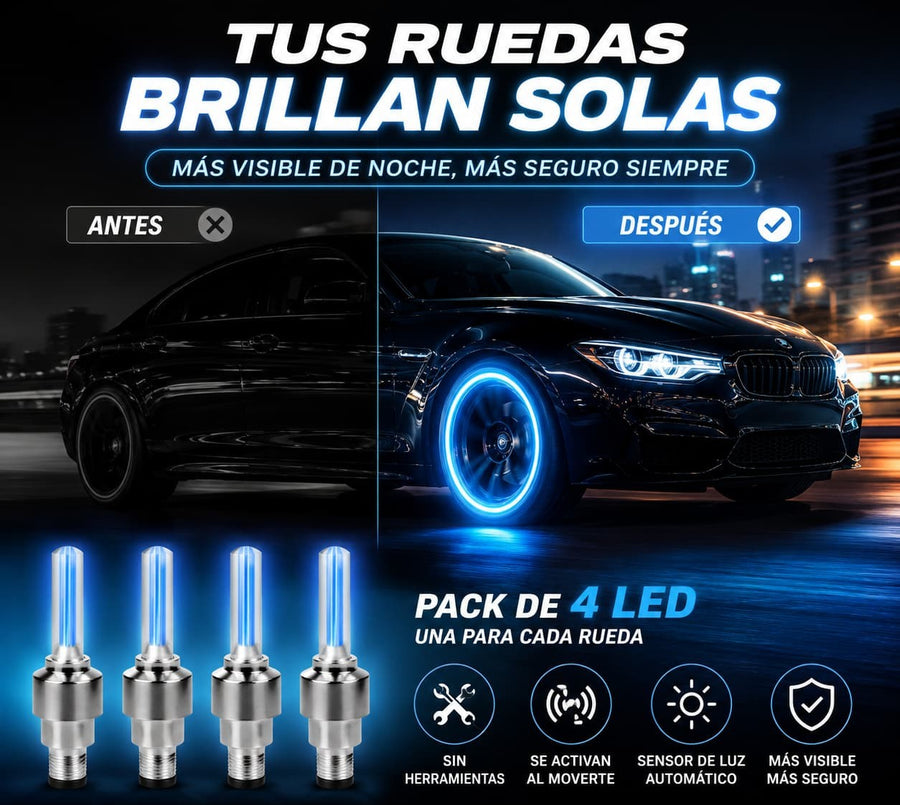 WheelGlow Pro — Luces LED para tus Ruedas (Pack x4) ✨