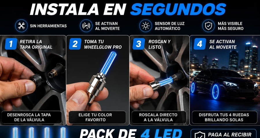 WheelGlow Pro — Luces LED para tus Ruedas (Pack x4) ✨