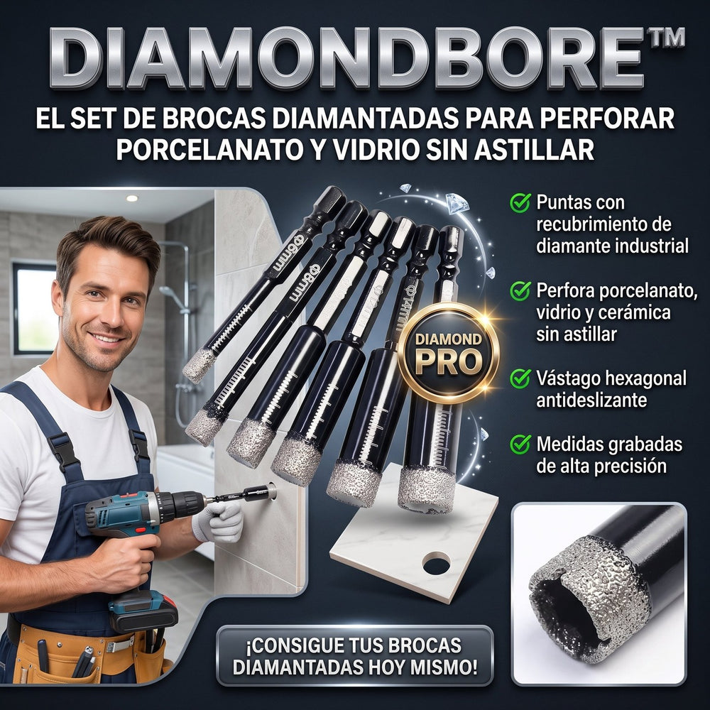 DiamondBore Pro™ — Set de Brocas Diamantadas para Porcelanato y Vidrio