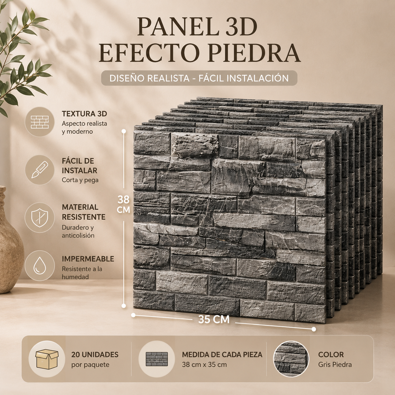 Ladri Wall Pro | Paneles de Pared 3D Autoadhesivos