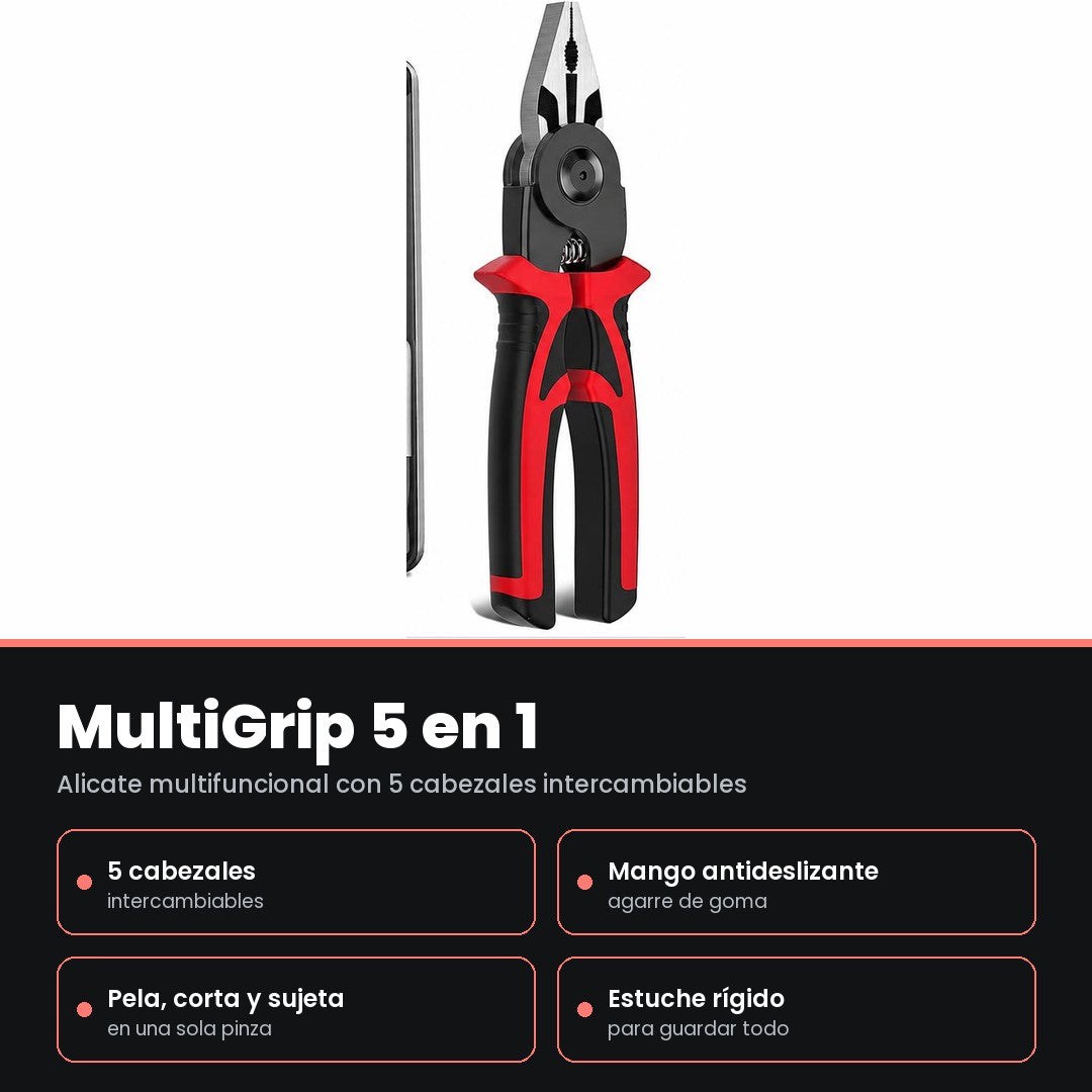 MultiGrip 5 en 1 — Alicate Multifuncional con 5 Cabezales