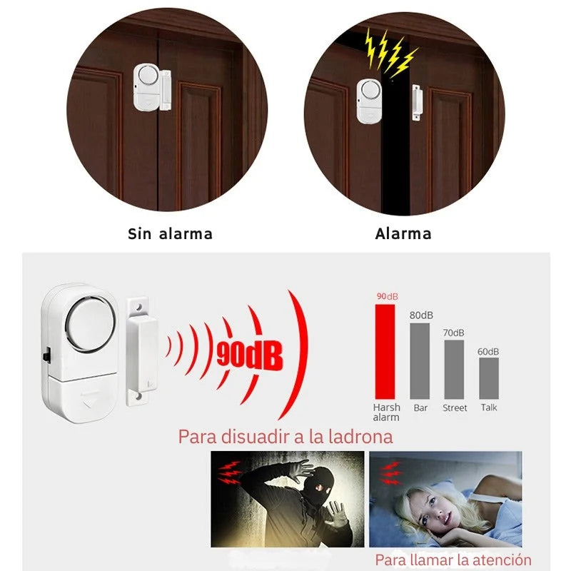 Alarma Magnética para Puertas y Ventanas 90 dB — Sin Cables