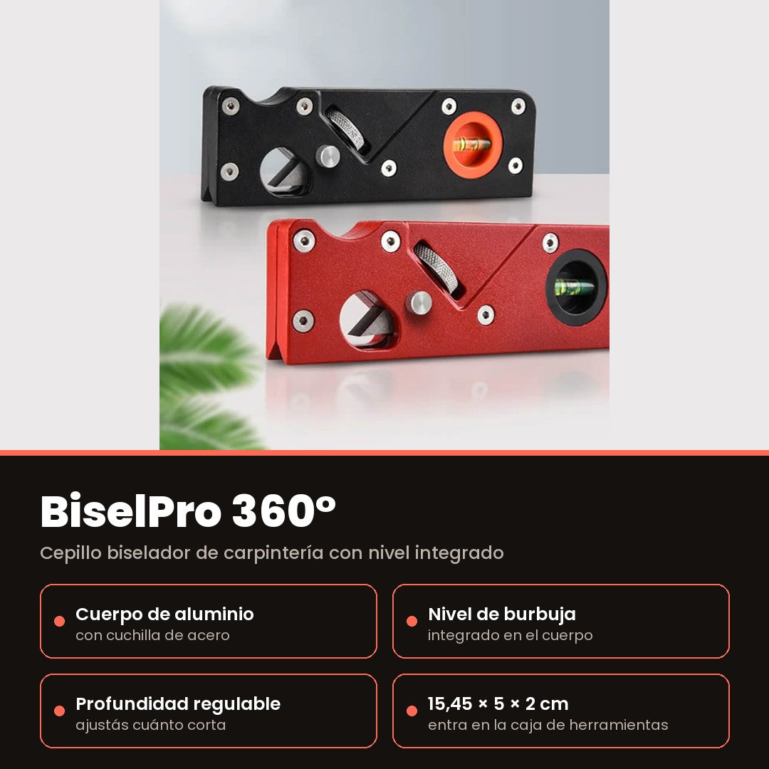 BiselPro 360° — Cepillo de Carpintería con Nivel Integrado