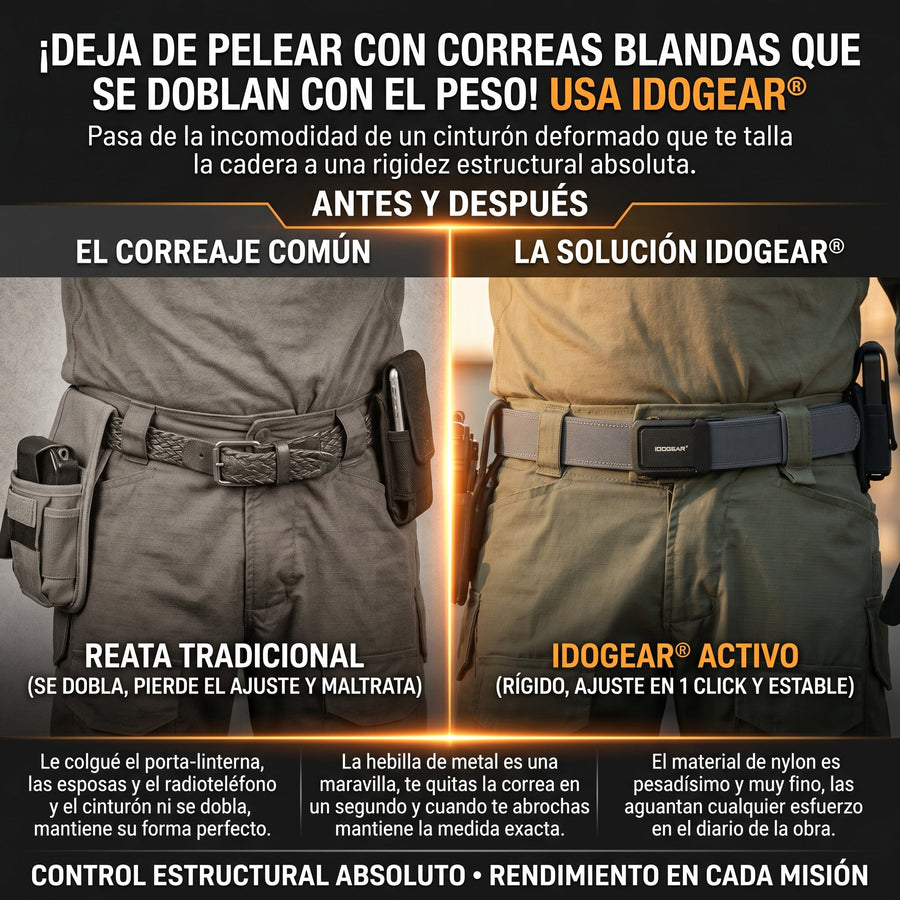 Cinturon Tactico Rigido IDOGEAR - Trabajo Pesado - Hebilla Metalica 🪖