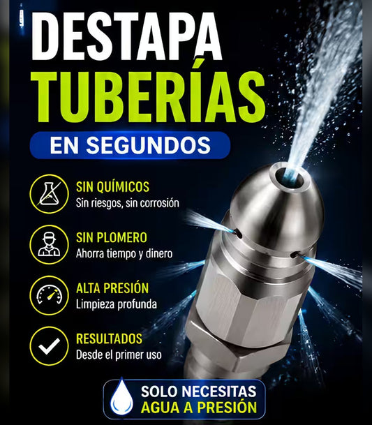 Boquilla Destapa Tuberías 💦 7 Chorros a Presión, Sin Químicos — 2