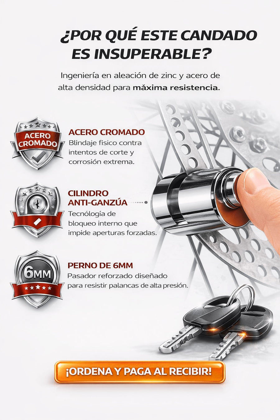 Candado de Disco para Moto — Antirrobo de Acero Blindado 🔒