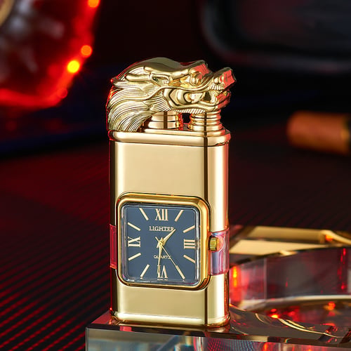 Encendedor Dragón a Prueba de Viento con Reloj — Diseño Vintage de Coleccion 🔥🐉