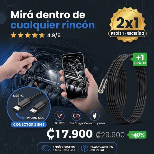 Cámara Endoscópica FlexiVision Pro 2 EN 1 — OFERTA 2x1 📱