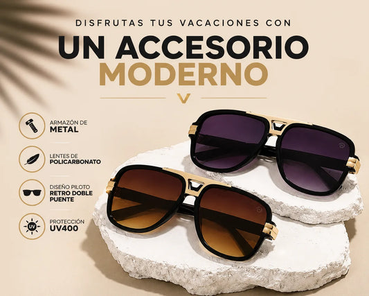 Gafas de Sol Piloto Retro UV400 — Doble Puente Premium