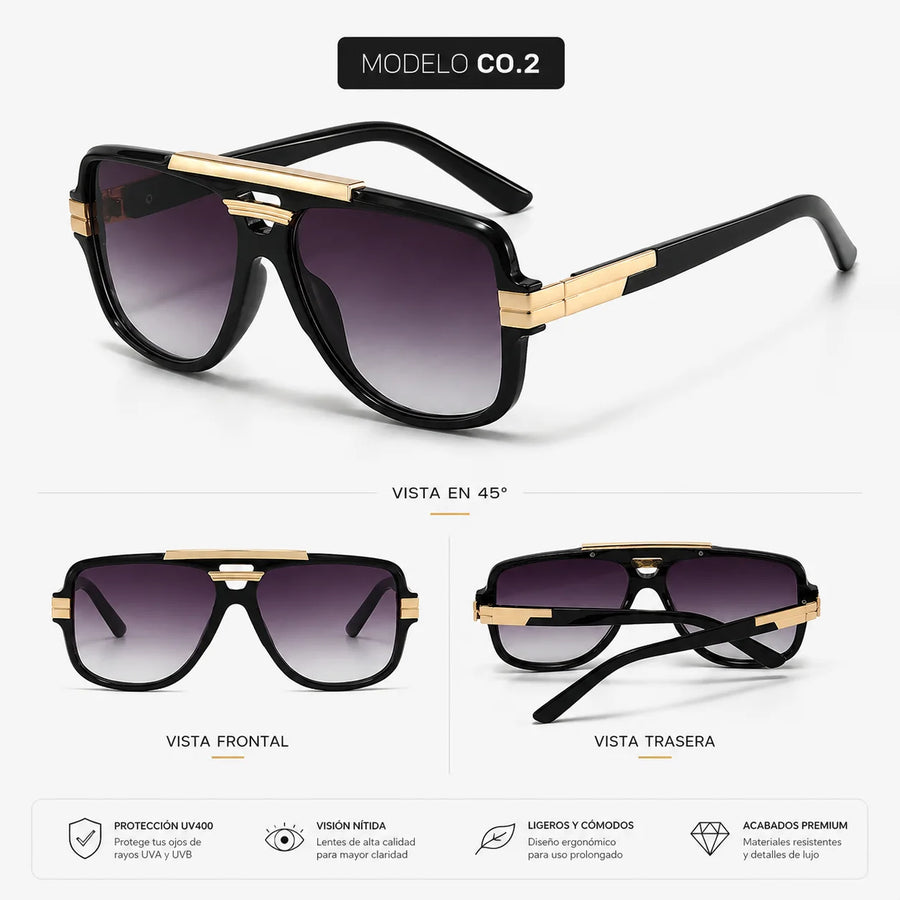Gafas de Sol Piloto Retro UV400 — Doble Puente Premium