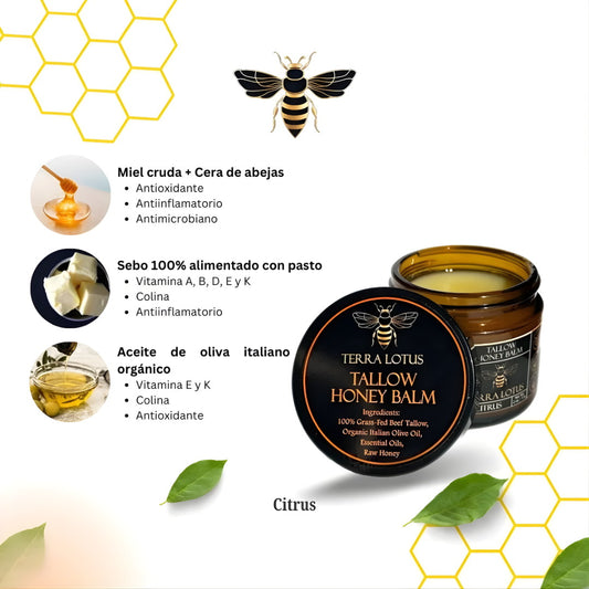 Bálsamo Tallow Honey Balm — Sebo de Pastura, Miel Cruda y Cera de Abejas