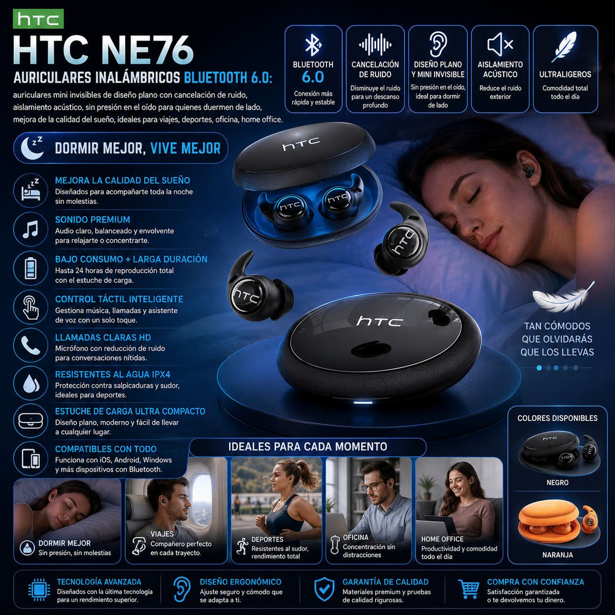 Audífonos Inalámbricos Planos 🎧 Bluetooth 6.0 — Se Duerme con Ellos Puestos — 1