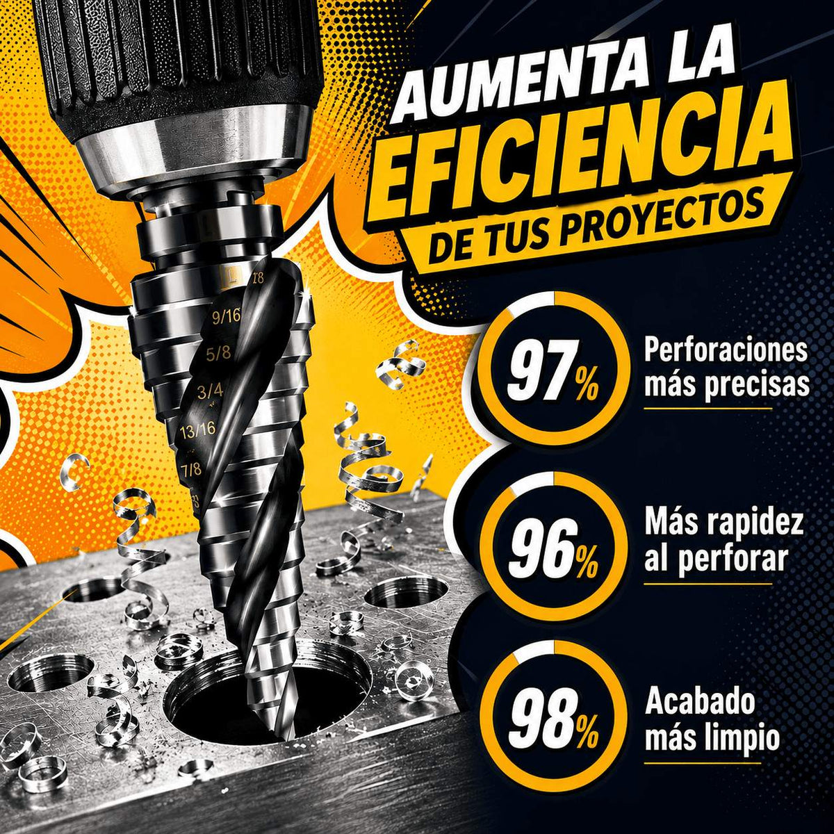 Brocas MetalFast 🔩 Set de 3 Brocas Escalonadas — Perforá con Control — 2