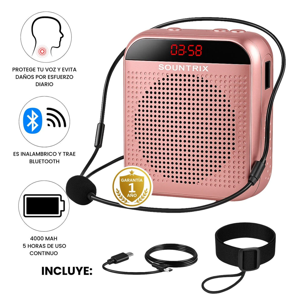 Amplificador de Voz para Docentes 🎤 Bluetooth, 4000 mAh y 5 Horas de Uso — 2