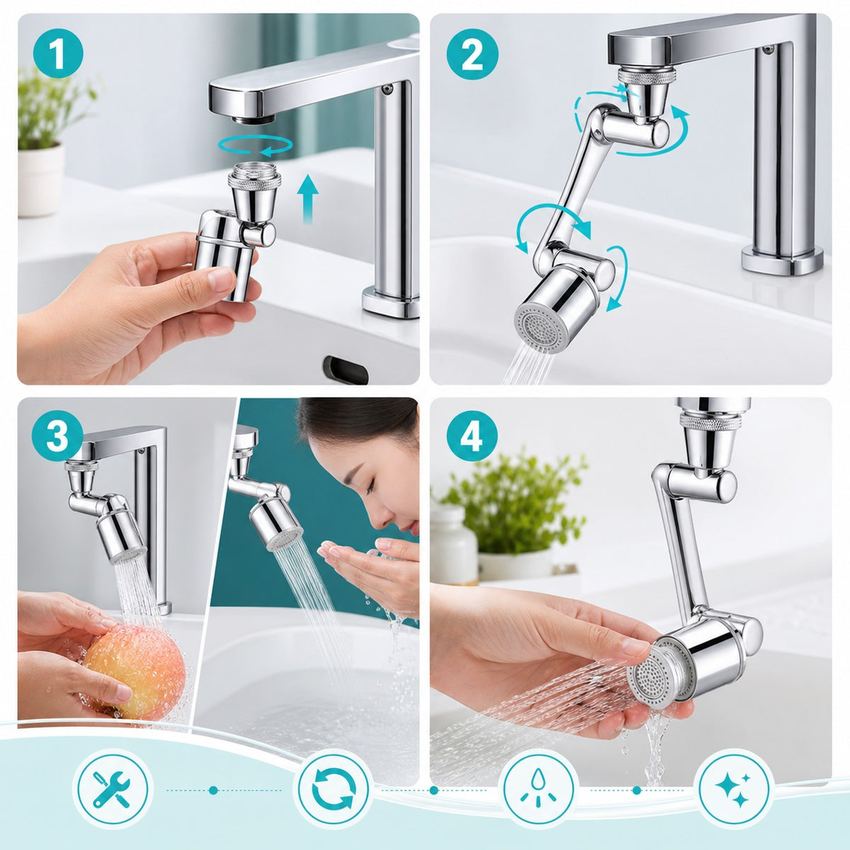 AquaFlex 360 🚿 Extensor de Grifo Giratorio con Filtro — Oferta 2x1 — 4