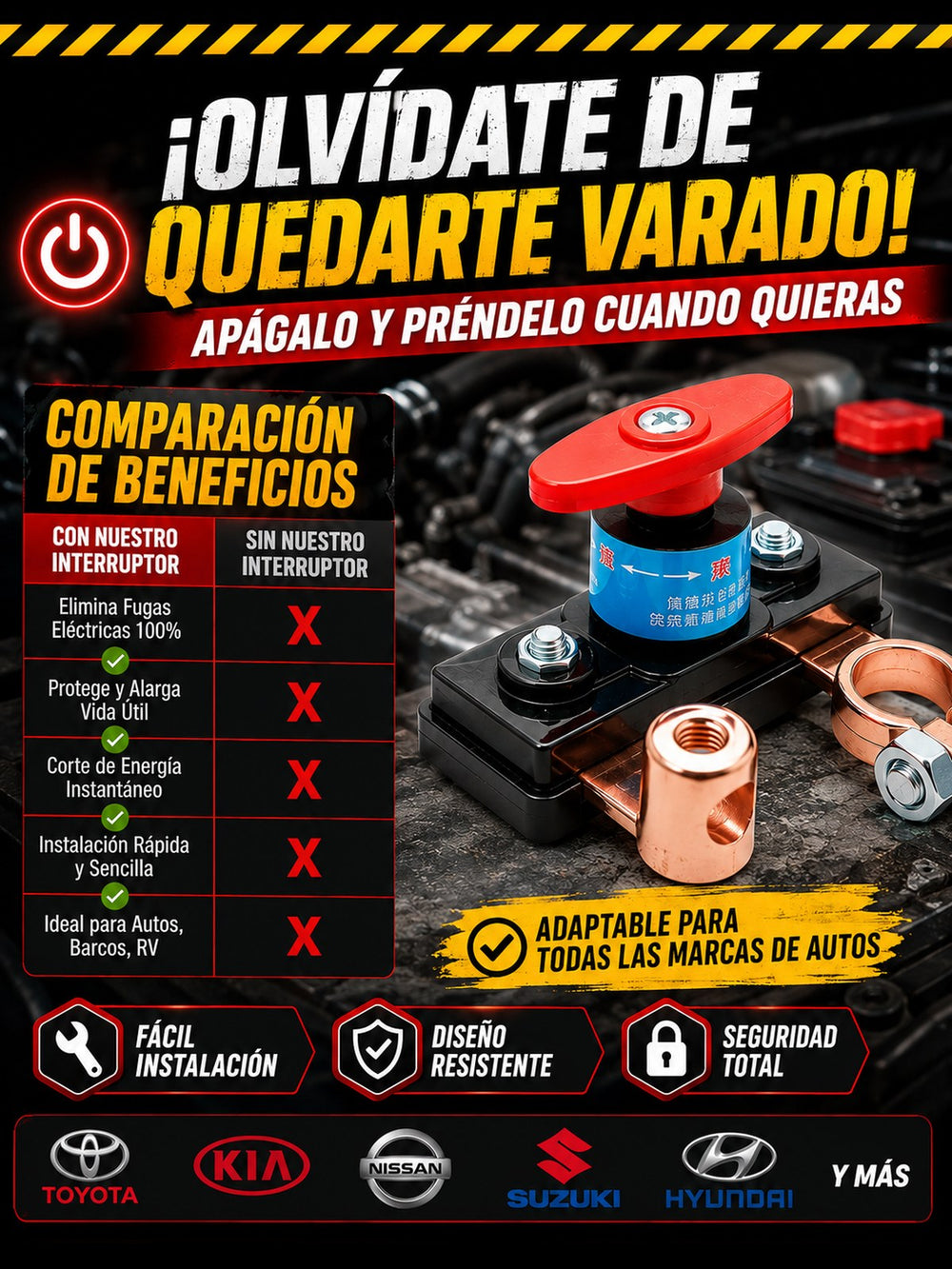 Corta Corriente Antirrobo para Batería 12V / 24V