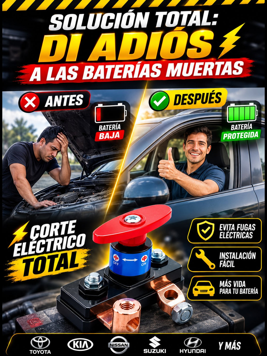 Corta Corriente Antirrobo para Batería 12V / 24V