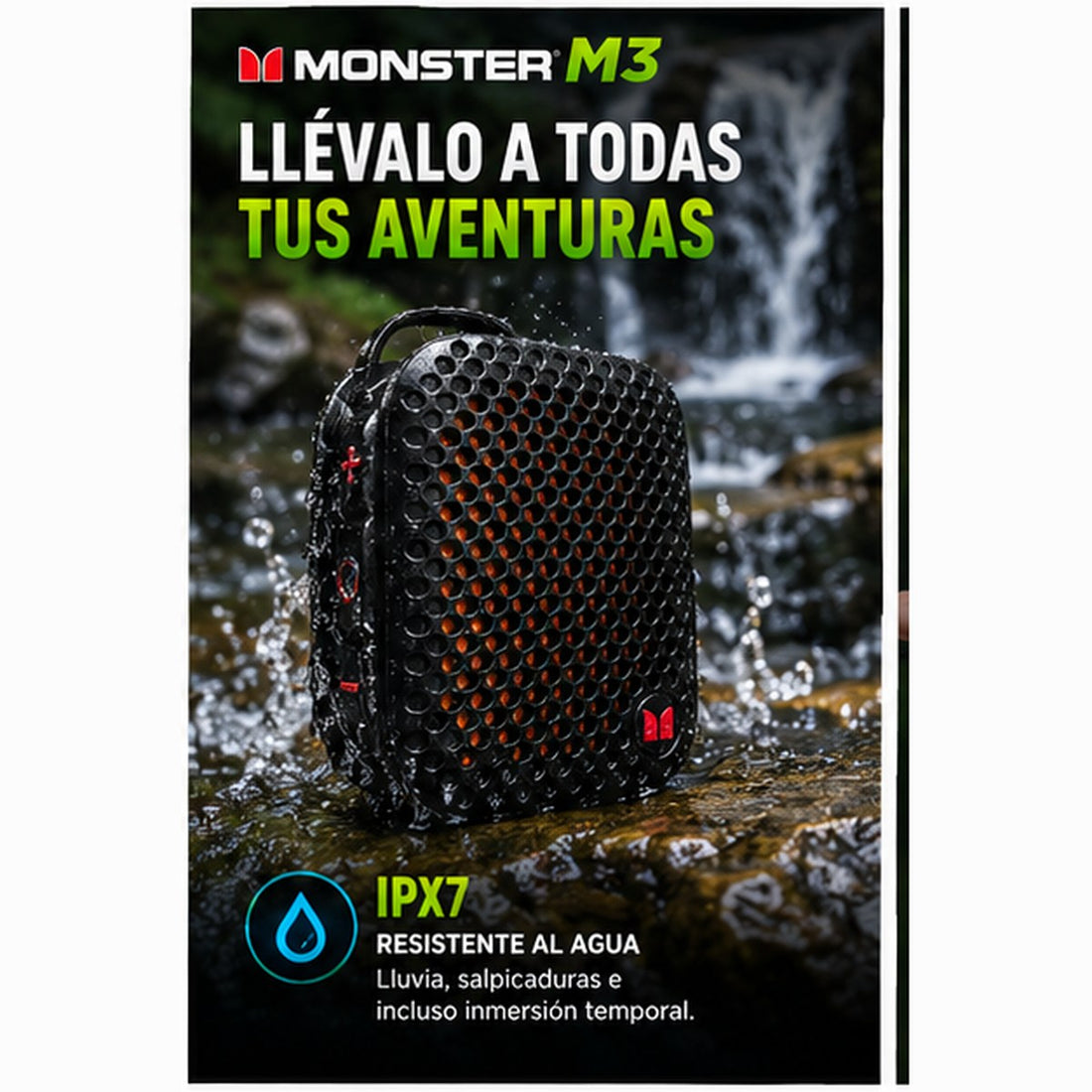 MONSTER M3 — Altavoz Bluetooth Portátil con Clip Magnético · IPX7