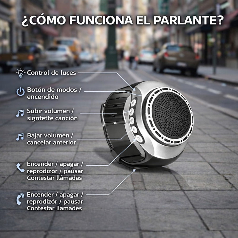 Parlante Portátil de Muñeca — Bluetooth, Radio FM y MP3
