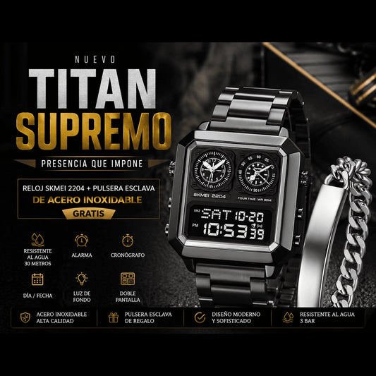 Reloj Titán Supremo SKMEI 2204 + Pulsera Esclava de Regalo