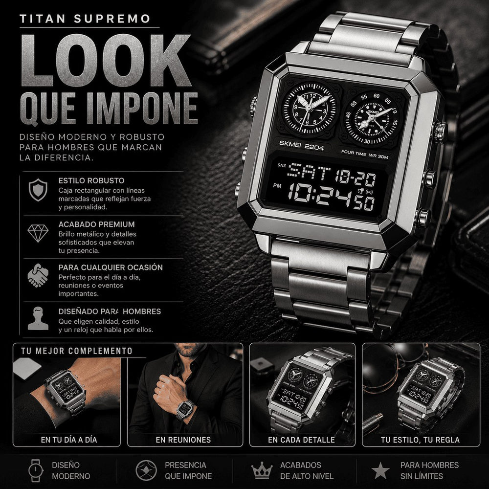 Reloj Titán Supremo SKMEI 2204 + Pulsera Esclava de Regalo