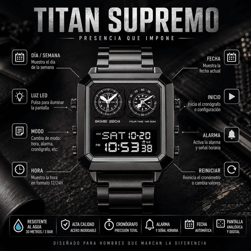 Reloj Titán Supremo SKMEI 2204 + Pulsera Esclava de Regalo