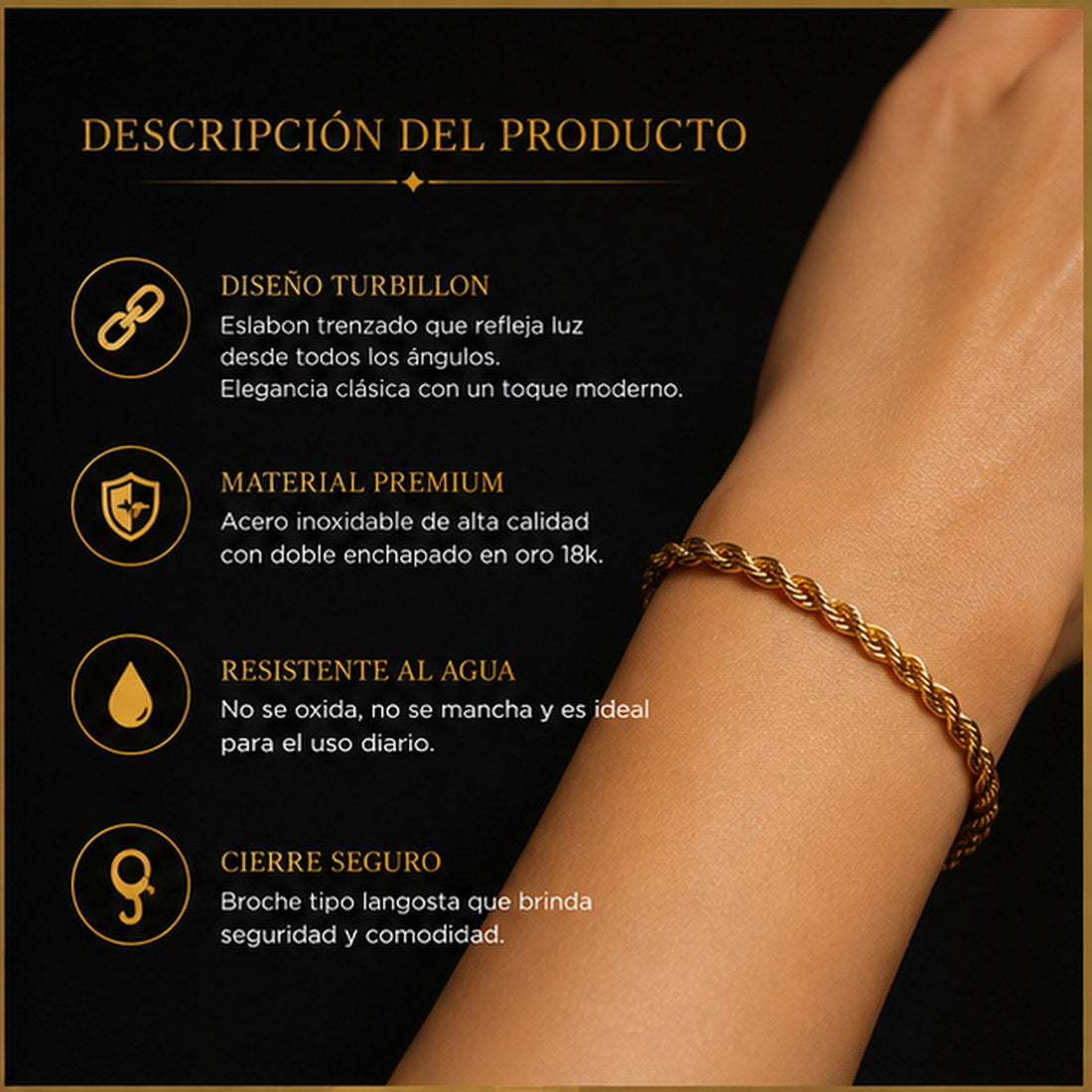 Pulsera Turbillon™ — Doble Enchapado en Oro 18k sobre Acero Inoxidable