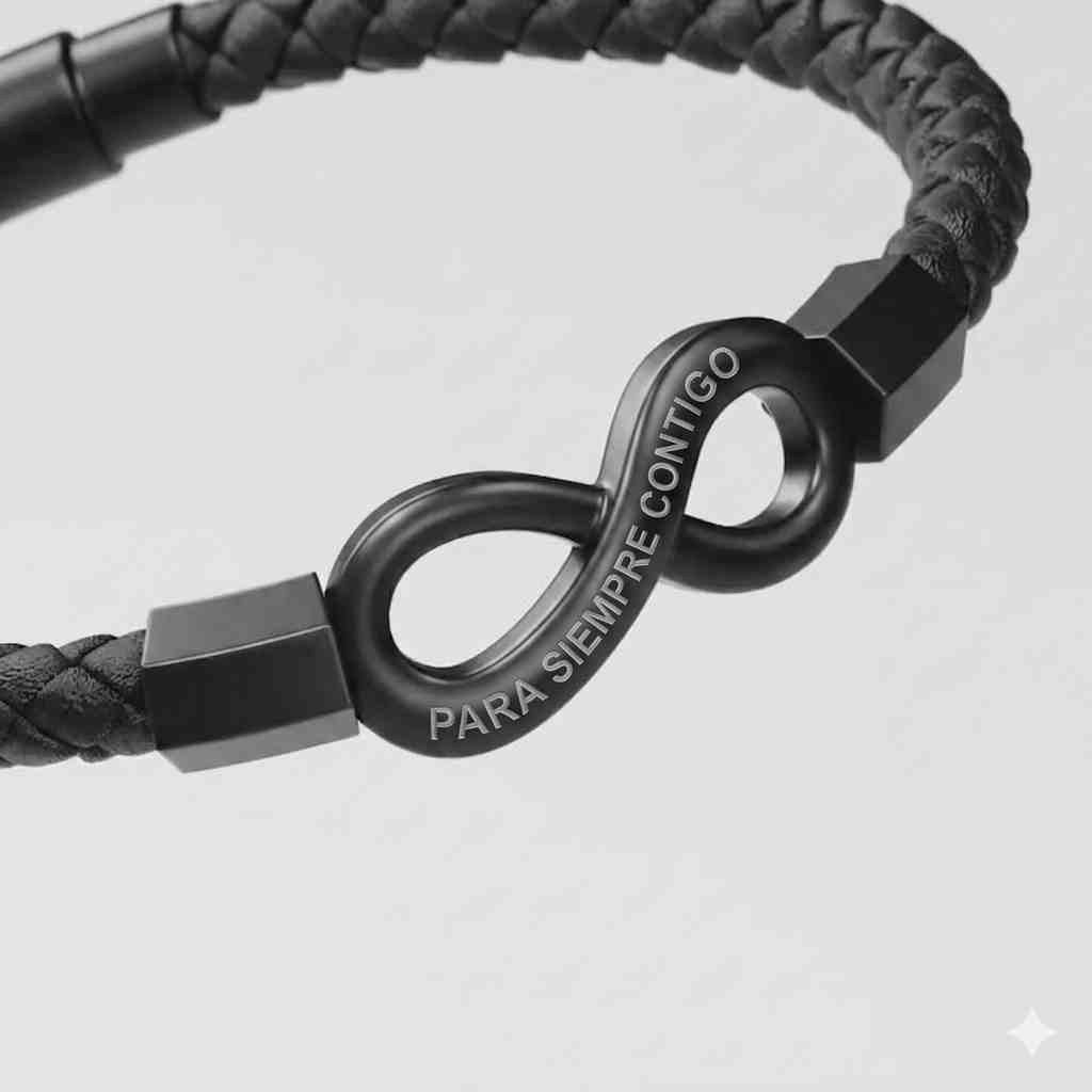 Infinito Para Él — Pulsera de Cuero con Tarjeta «A mi Esposo»