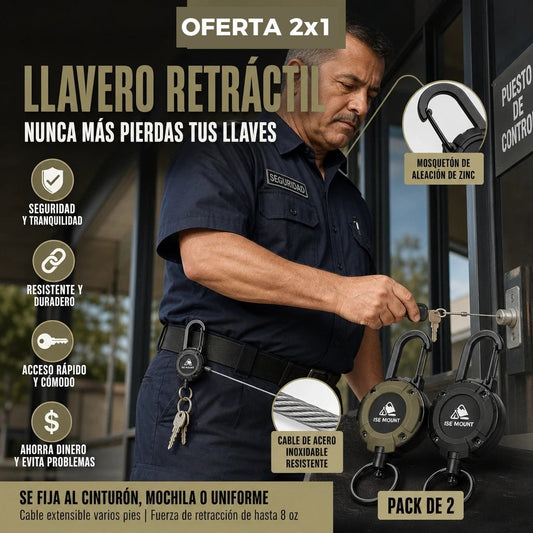 SecureKey Reel — Llavero Retractil de Alta Resistencia 2x1 · Nunca Mas Pierdas tus Llaves 🔑