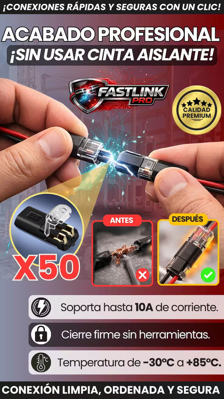 Fastlink Pro — Kit Conector Eléctrico de 2 Pines · 50 Unidades ⚡