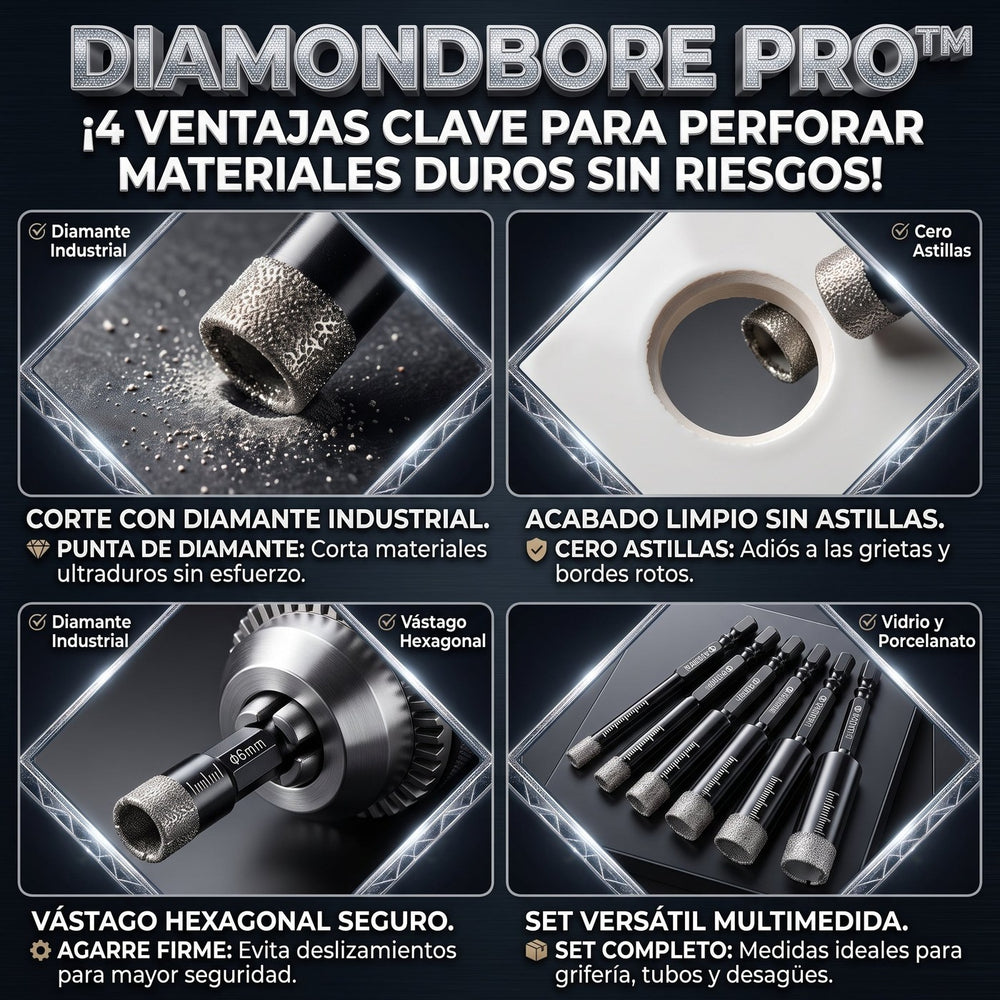 DiamondBore Pro™ — Set de Brocas Diamantadas para Porcelanato y Vidrio